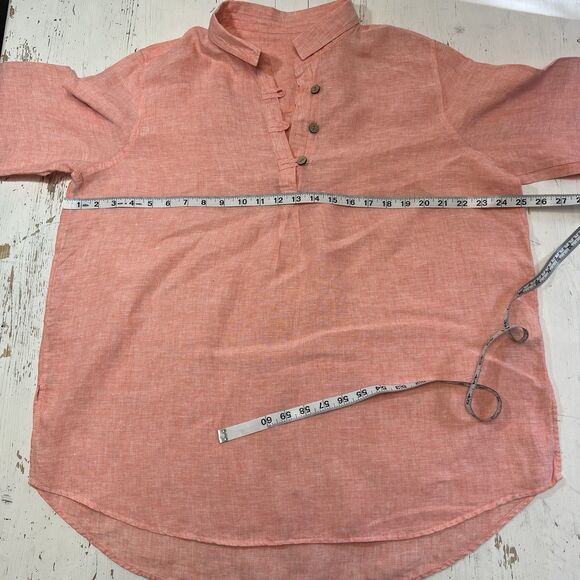 Sigrid Olsen Blouse Top 100% Linen Shirt Lagenlook Top Relaxed Fit Tunic Coastal - Picture 5 of 8